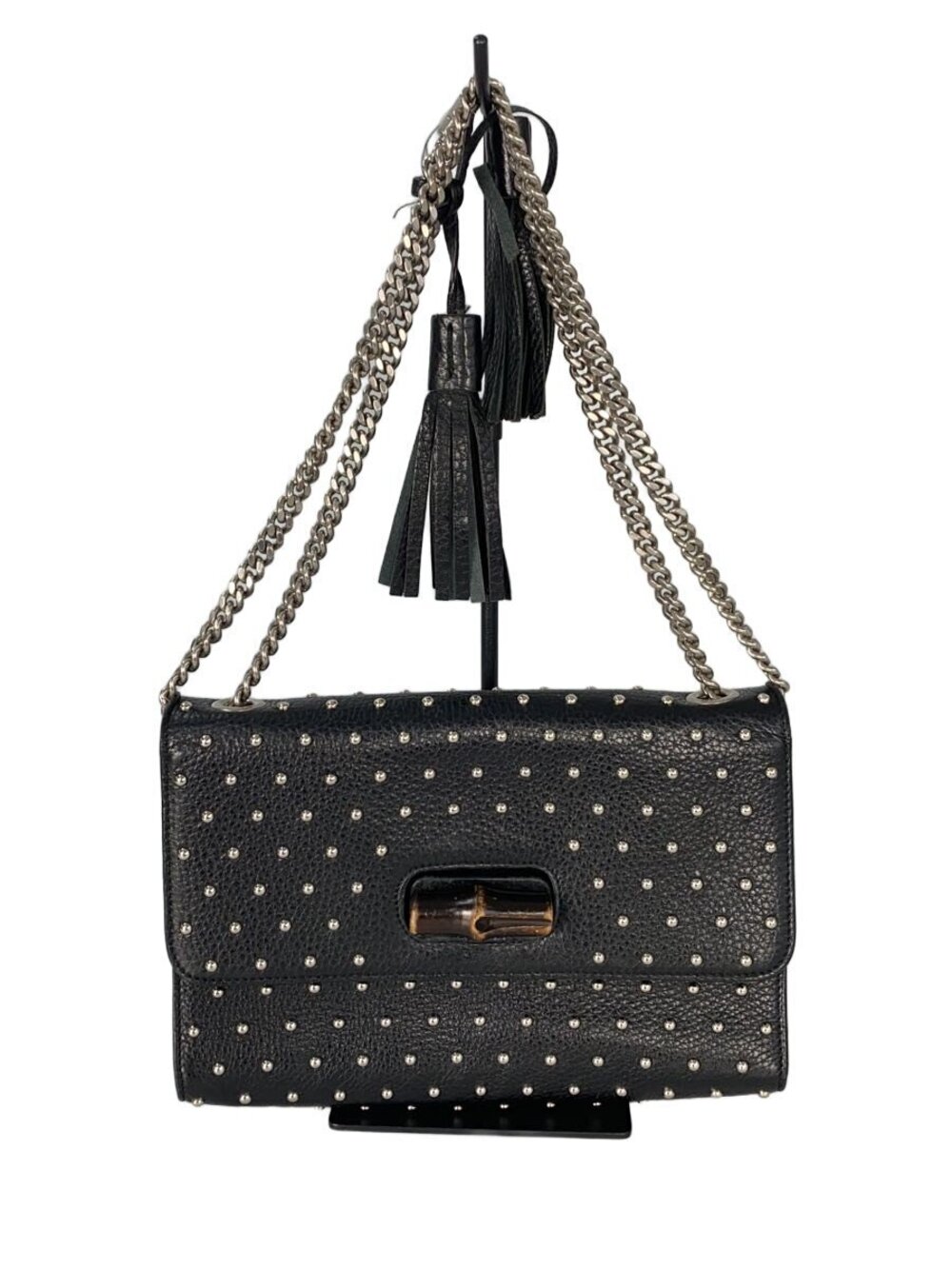 Gucci Bamboo Leather Top Handle Bag Black